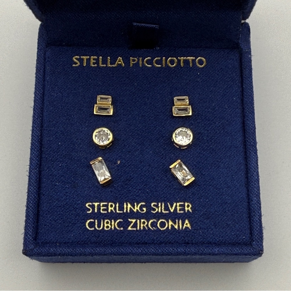 Stella Picciotto Sterling Silver Cubic Zirconia Multi-Stud Earring Set